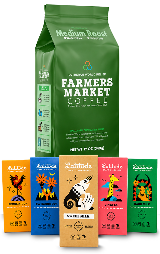 Gift Bundle: 5 Artisanal Chocolate Bars and a 12oz Bag of Coffee