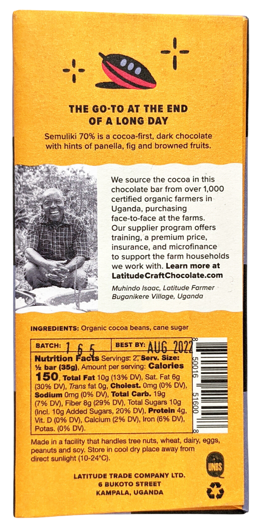 Latitude Semuliki 70%  Chocolate Bar